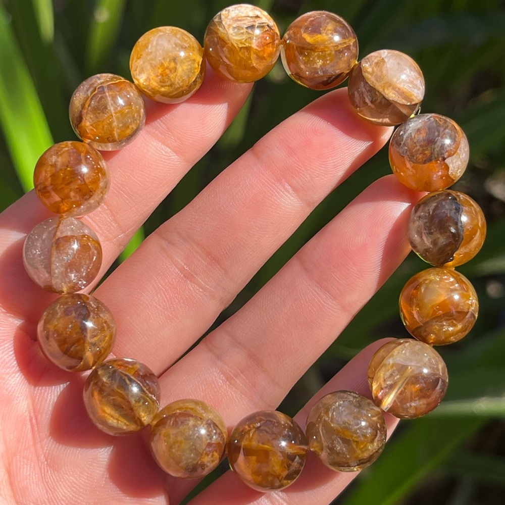 13.5mm stretchable‎ dark golden healer bracelet